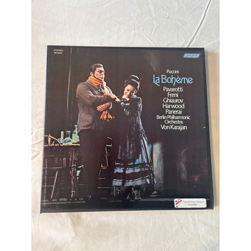 London Puccini La Boheme Pavarotti Karajan Vinyl Box Set OS 26349 Good 1973 2LP